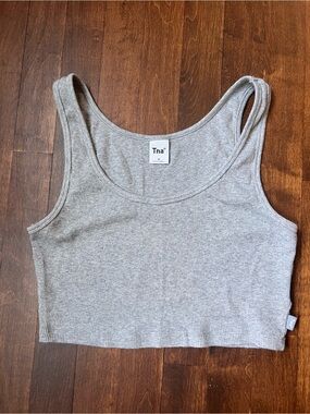 TNA Light Gray Ribbed Crop Tank